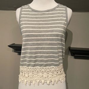 Grey stripped crop tank top